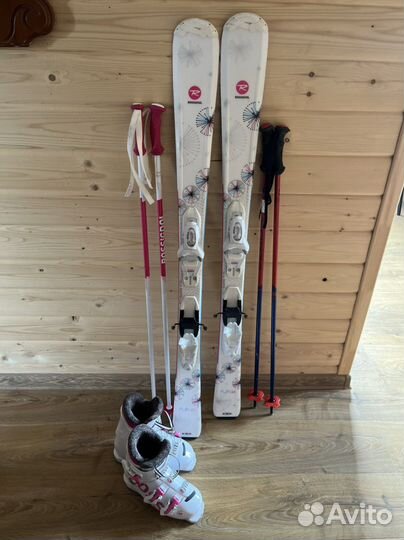Горные лыжи детские 120 rossignol, ботинки 215