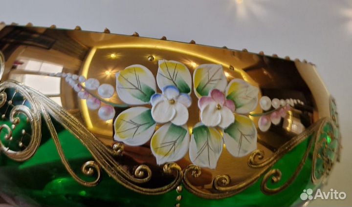 Конфетница на трёх ножках, Bohemia (20,5 см, зелен