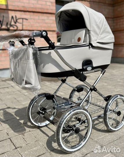 Коляска-люлька Roan Bloom кожа рама хром