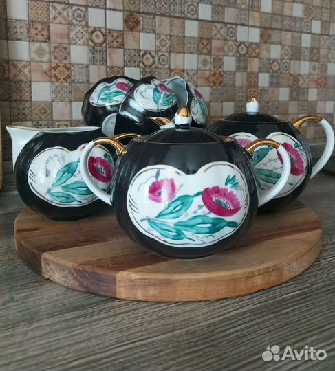 Чайный сервиз СССР дулево маки новый 6 персон