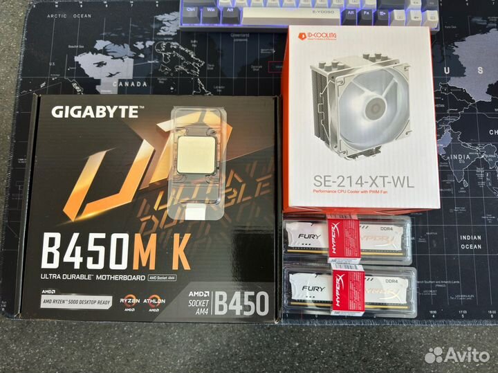 Комплект ryzen 5 5500 B450 gigabyte DDR4 16GB ново