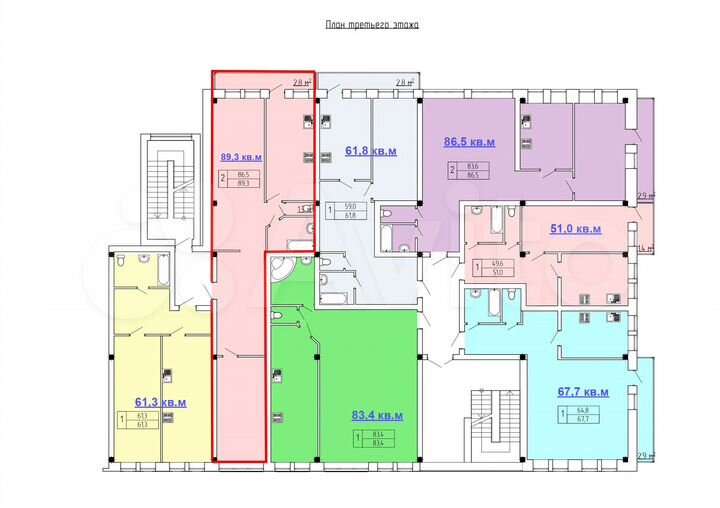 2-к. квартира, 80,1 м², 1/4 эт.