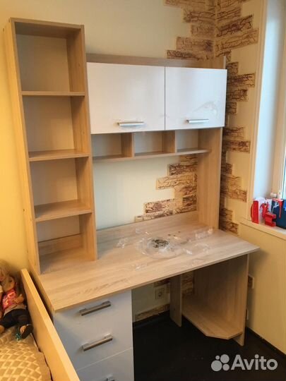 Стол пкс-5 сонома / белый глянец