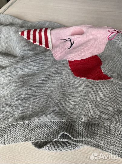 Вязаный плед с фламинго