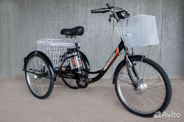 Электровелосипед трехколесный рвз Чемпион 6 ск 24
