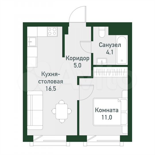 1-к. квартира, 36,5 м², 3/3 эт.