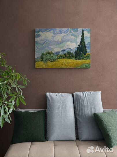 Репродукция Ван Гог / Пшеничное поле с кипарисами