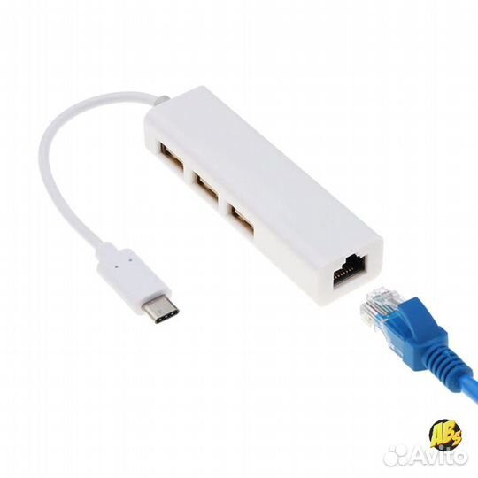 USB-C хаб на 3 USB и RJ45 ethernet концентратор