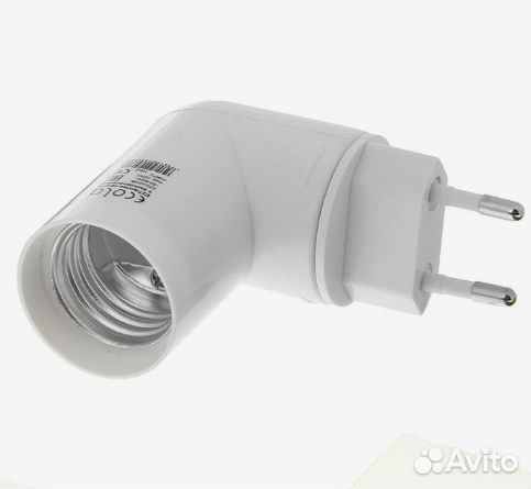 Переходник Ecola, вилка-патрон, E27, 60 х 83 мм, с