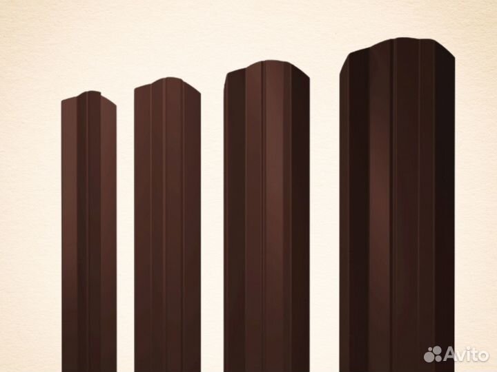 Металлический штакетник М-образный цвет шоколад