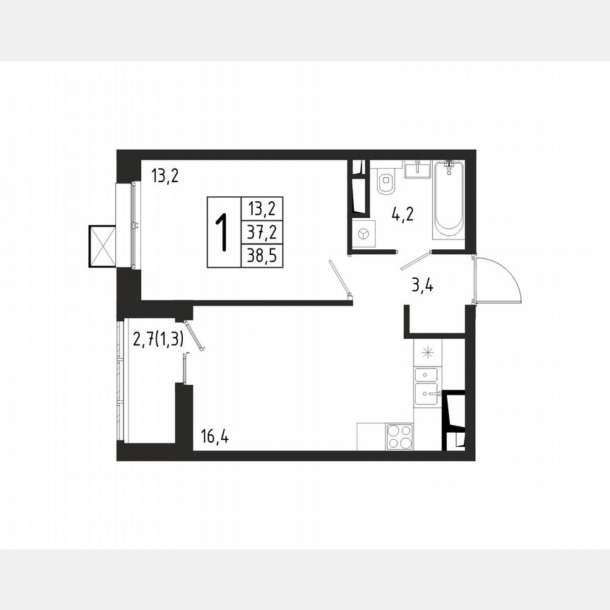 1-к. квартира, 38,5 м², 3/10 эт.