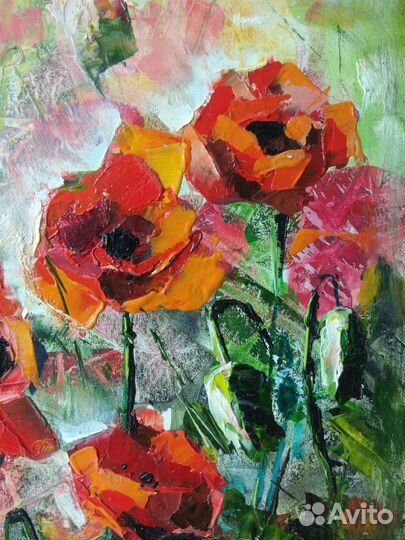 Картина маслом Цветы Маки