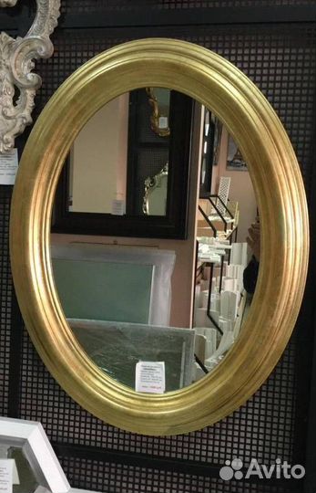 Зеркало овальное-Дерево-Золото