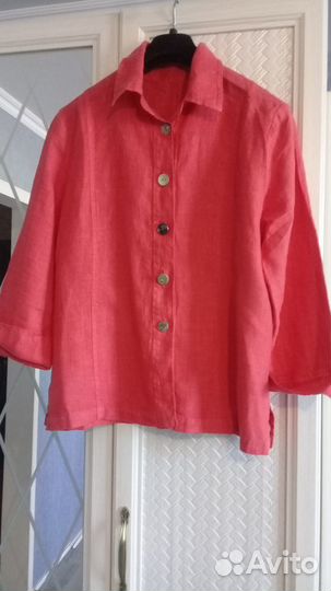 Рубашка. Жен.Лен 100.Made in Italy р50+