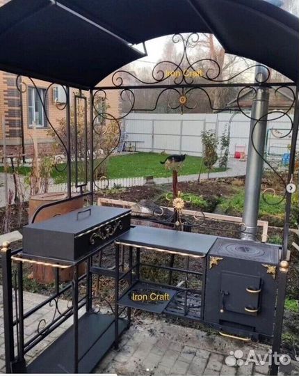 Мангал с печкой под казан