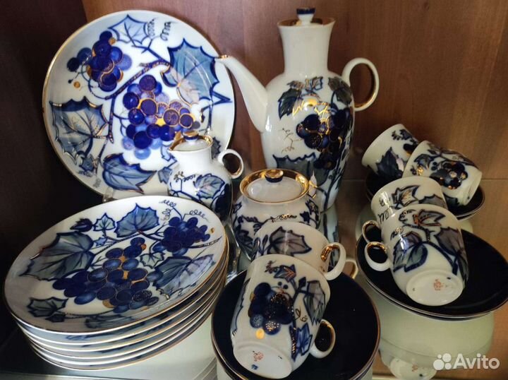 Кофейный сервиз лфз Виноград c позолотой