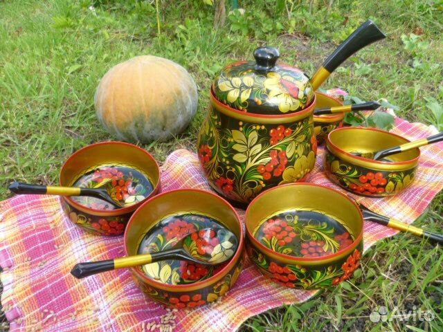 Деревянная посуда супница хохлома винтаж СССР 12шт