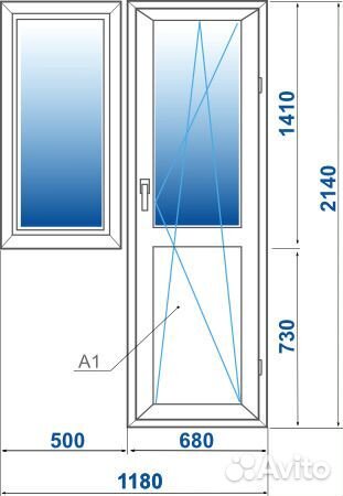 Пластиковое окно/Окно пвх 504 серия 2140*1500