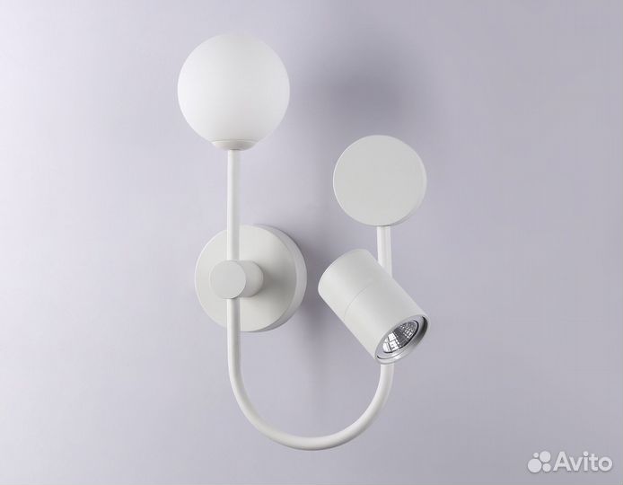 Бра, Настенный светодиодный светильник со сменной лампой 4W 4200K+G9+GU10 378*200*100, белый