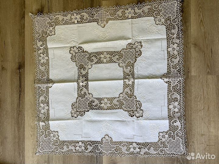 Скатерть винтажная, игольное кружево, Италия