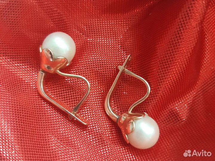 Золотые серьги с жемчугом СССР 583