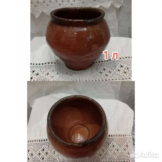 Глиняный горшок крынка чугунок