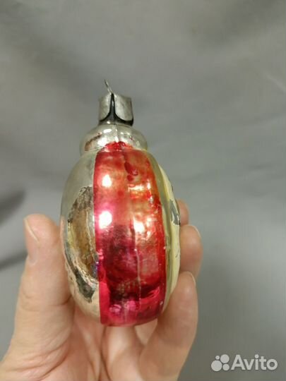 Елочная игрушка СССР Часы Стекло Подвеска