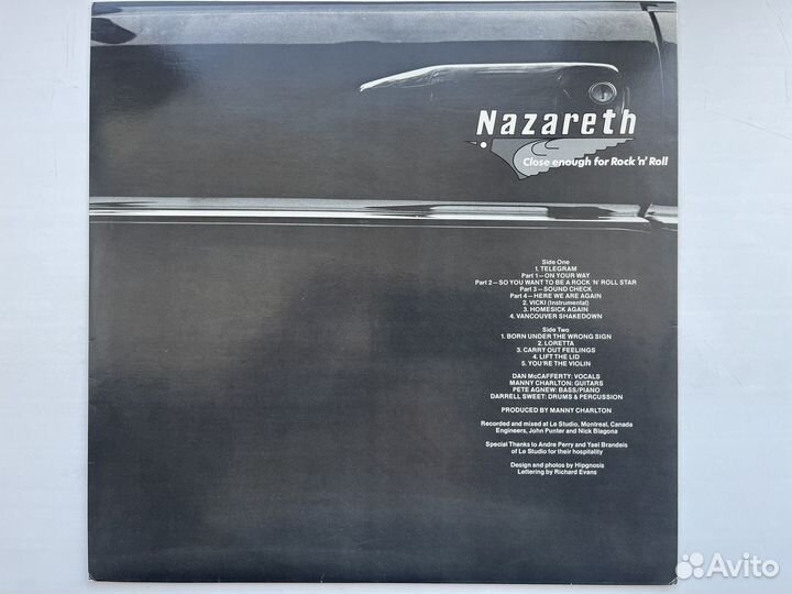 Nazareth–Close Enough For Rock'N'Roll LP/NM US1976