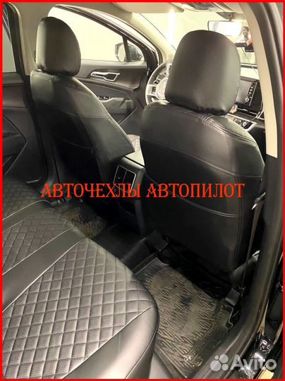 Чехлы Автопилот SsangYong Rexton из экокожи чёрные