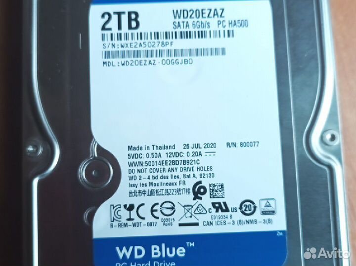 Жесткий диск WD blue 2 тб