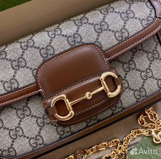 Сумка женская Gucci Horsebit на цепочке Премиум