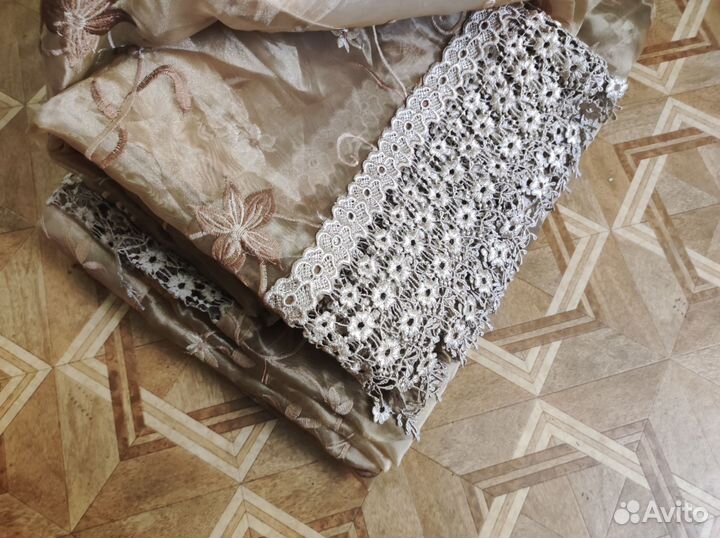 Шторы тюль органза бежевые