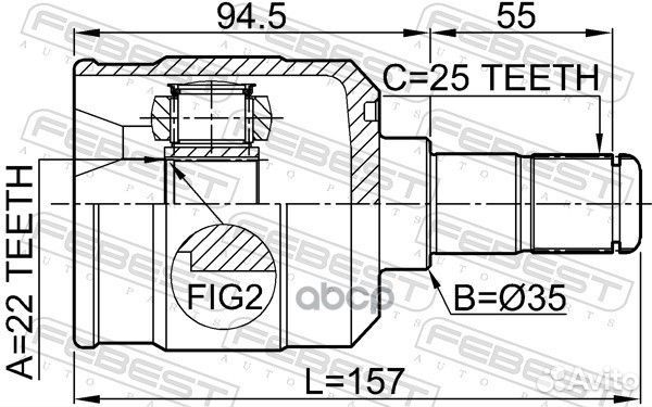 ШРУС внутренний 22X35X25 KIA sportage 10- 2211C