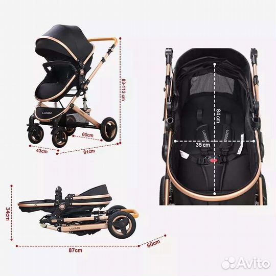 Новая прогулочная Детская коляска 3 в1 luxmom 530W