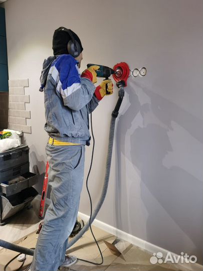 Штробление стен с пылесосом без пыли электромонтаж