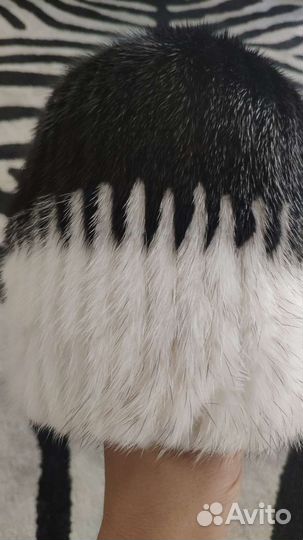 Шапка норковая вязанная новая