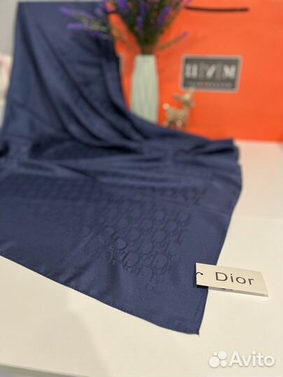 Шелковый платок Dior темно-синий тонкий