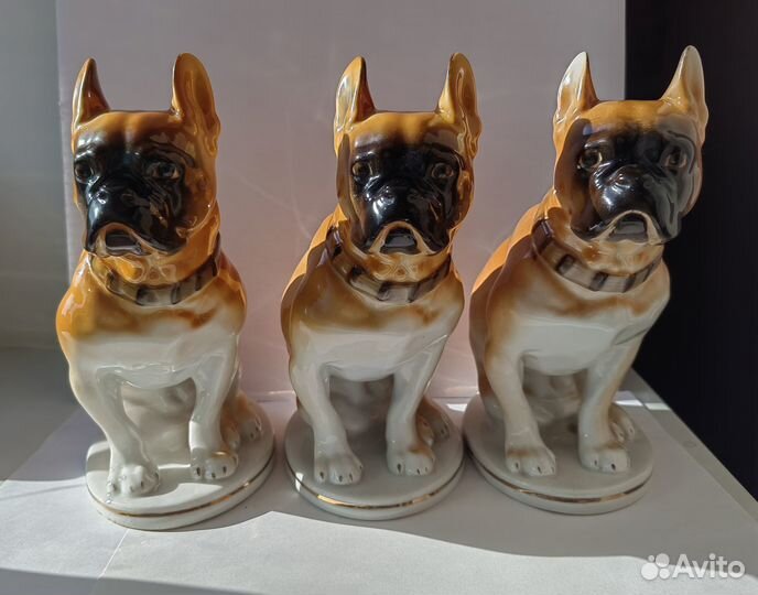 Фарфоровая статуэтка Собака Бульдог Боксер лфз