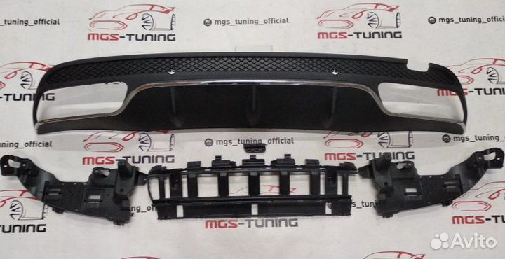 Mercedes C-Class w205 задний диффузор 63 AMG Хром