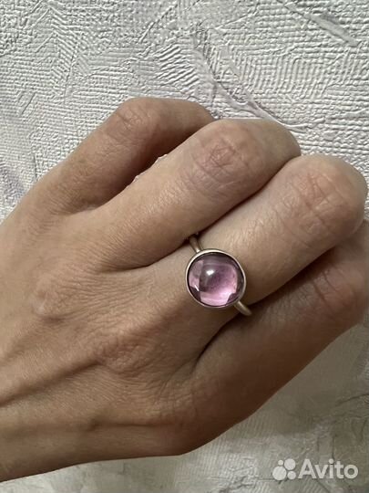 Кольцо розовая капля Pandora