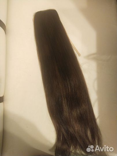 Натуральный хвост на заколке 60 см
