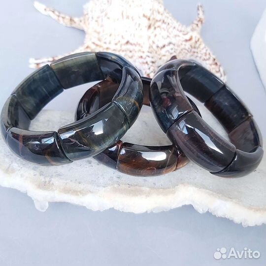 Браслет из бычьего, соколиного и тигрового глаза