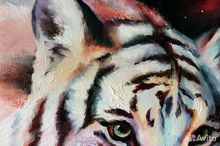 Картина с тигром маслом на холсте 