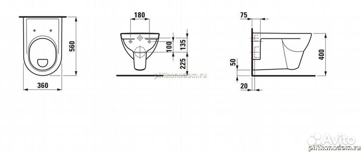 Laufen Pro 8.2095.1.000.000.1 унитаз подвесной с полочкой