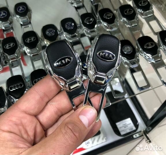 Заглушки ремня безопасности металл+экокожа 2шт