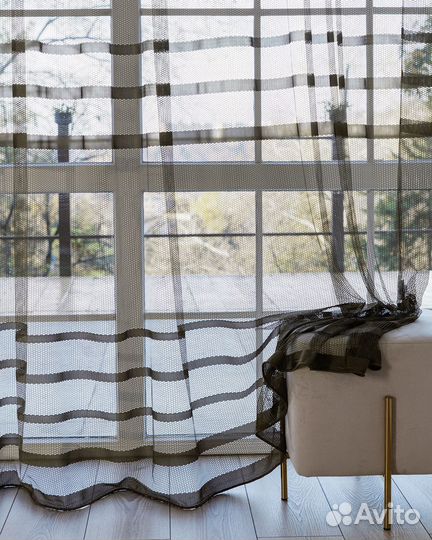 Крупная сетка тюль Фрида Хаки