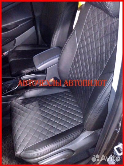 Чехлы Автопилот Honda Civic из экокожи чёрные Ромб