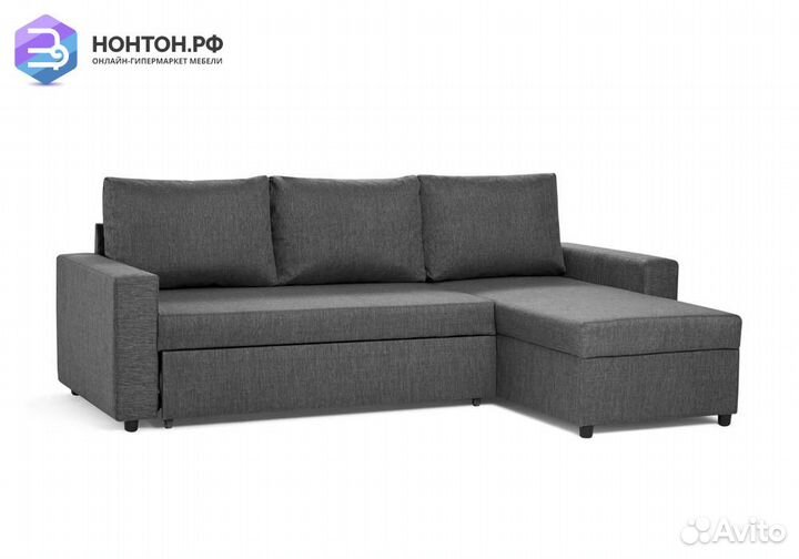 Диван угловой дельфин Торонто тёмно-серый
