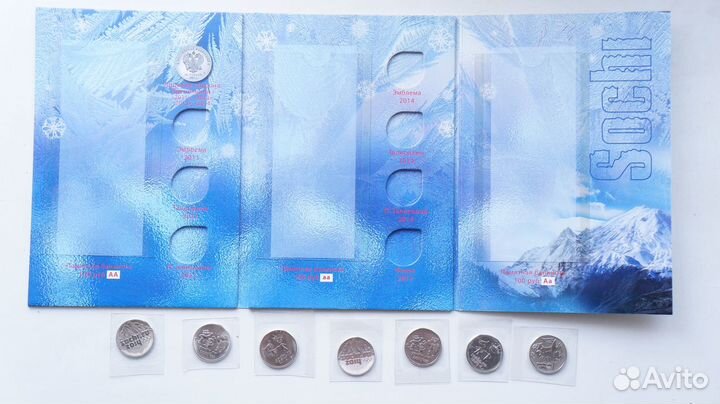 Альбом Сочи с монетами 2014 7 монет