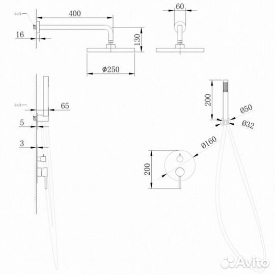 Душевая система Abber Wasser Kreis AF8118RG